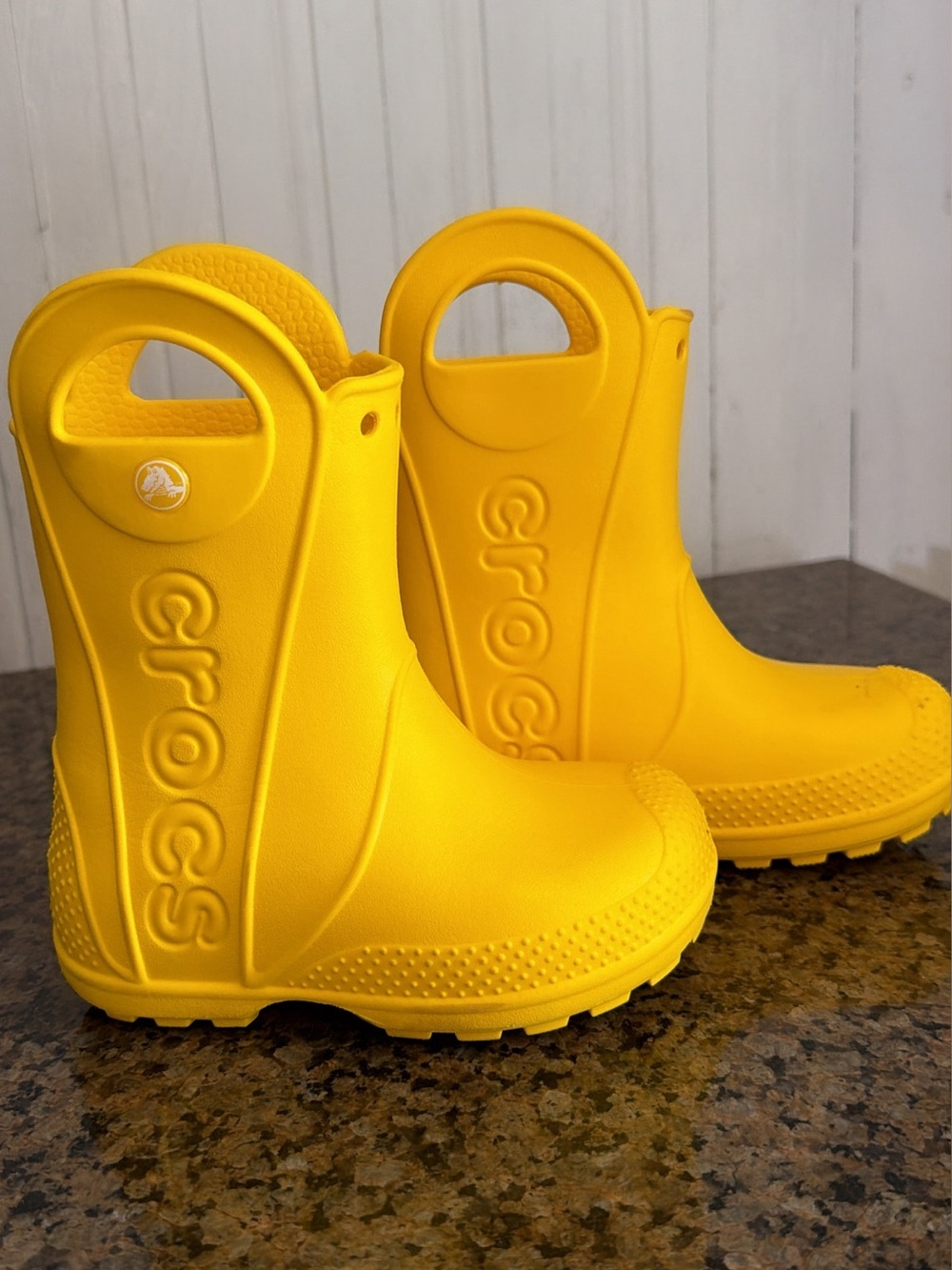 CROCS Kids' Bright Yellow Handle Rain Boots